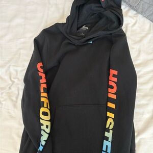 Hollister Black Hoodie with Colorful Lettering L